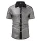 thumbnail image 1 of Manga Larga de Verano Tops Botón Glitter Flip Collar Manga Corta Superior de Poliéster, Camisa de Moda de Ocio de Club Nocturno para Hombres Fiesta Y Club, 1 of 3