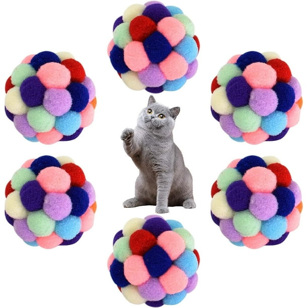 6 Balls with Bell Cat bouncing ball cat ball for cat Plush ball Cats