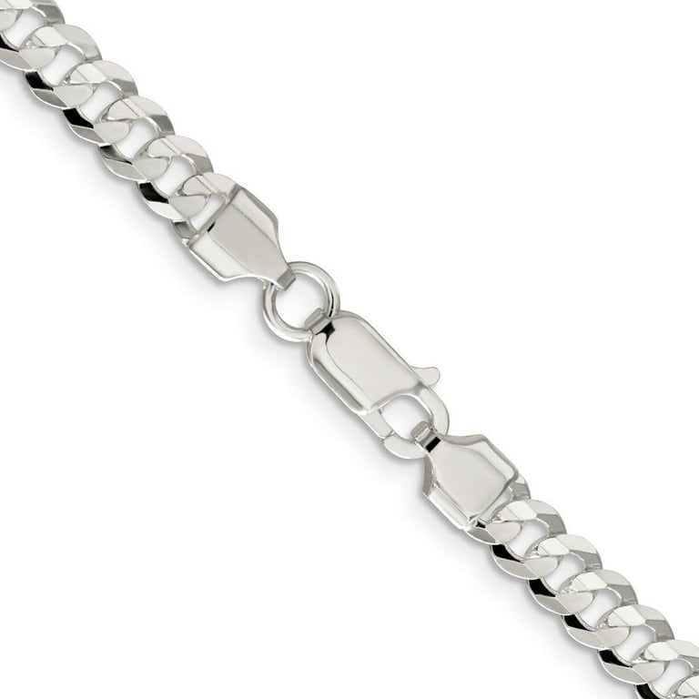 Sterling Silver 5.65mm Concave Beveled Curb Chain Bracelet - Length: 7 to 9, Women's, Size: 9 inch, Grey Type