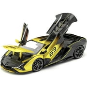 Lamborghini Sian FKP 37 #63 Yellow Metallic and Black 1/18 Diecast Model Car by Bburago