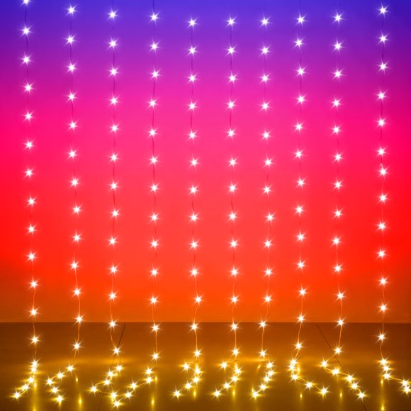 Luces LED de cortina KepStars 200 RGB que cambian de color, 2 x 2 m