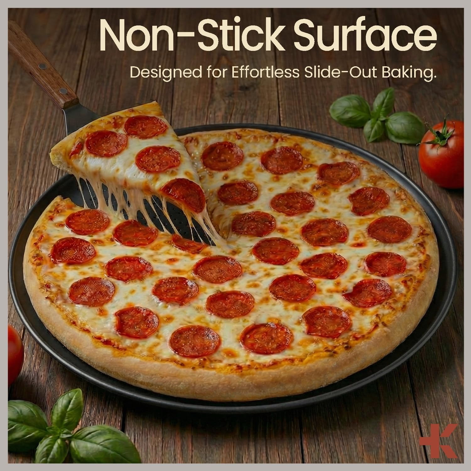 Bakken 16" Non-Stick Perforated Pizza Pan 1 Pack, Round Carbon Steel Tray, Oven & Dishwasher Safe, Durable Nonstick, Black