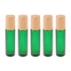 thumbnail image 1 of FELTECHELECTR 5 minibotellas de vidrio de 10 ml con tapa de madera, vacías, portátiles, para perfumes, para viajes en casa (verde)., 1 of 7