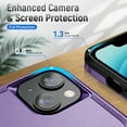 thumbnail image 4 of for iPhone 14 Case, Dual Layers Shell Hard PC + Soft TPU Back Shell Heavy Duty Military Drop Protection Rugged Shockproof Hybrid Case for iPhone 14, Purple+Black, 4 of 8