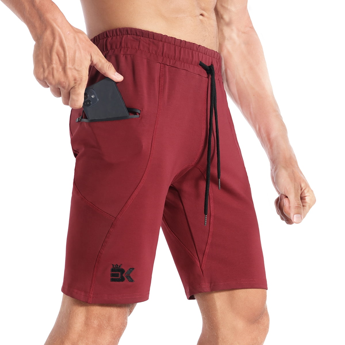 BROKIG Mens Sidelock Gym Workout Running Shorts With Pockets (Medium