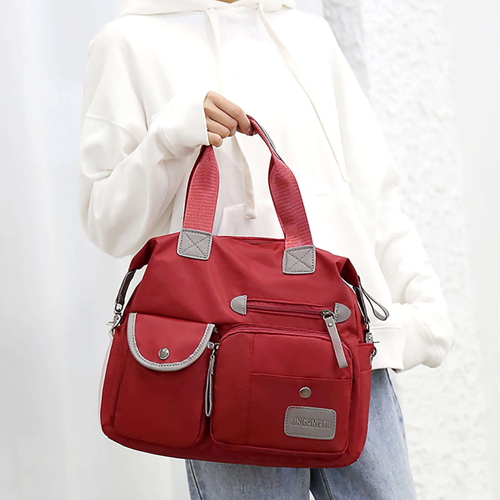 Nylon Crossbody Bags for Women Trendy Purses and Handbag Travel Large Cross Body Bag Retro Totes Anti Theft Shoulder Bag for Ladies with Multi Pocket Red