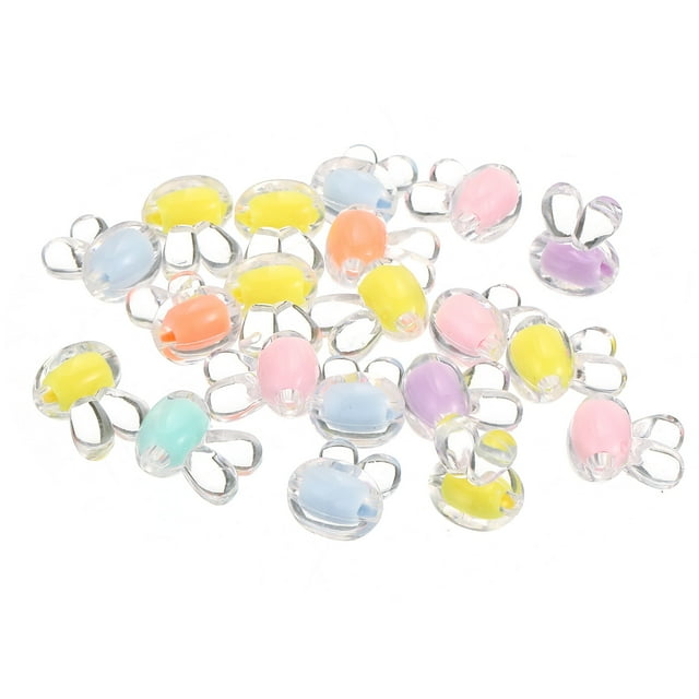 Unique Bargains Acrylic Beads for Jewelry Making, 50 Pack Acrylic Rabbit Beads for Bracelets, Mix Color