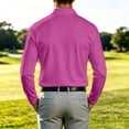 thumbnail image 6 of Hearthz Mens Polo Shirts 3 Button Placket Lapel Collar Long Sleeve Shirts for Men Business Casual Mens Golf Polos Work Shirt Pink XL, 6 of 6