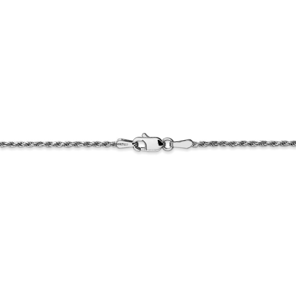 Solid 14k White Gold 1.30mm Rope Foot Chain Ankle Bracelet Anklet with Se
