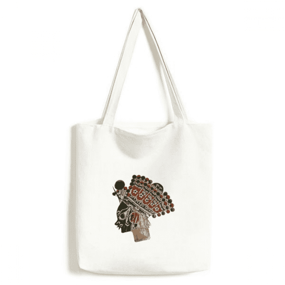 Traditional Shadow Play Minority Portrait Tote Canvas Bag Shopping Satchel Casual Handbag