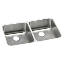 Elkay ELUHAD321650 Elkay Lustertone Stainless Steel 31-3/4" x 16-1/2" x 4-7/8", Equal Double Bowl Undermount ADA Sink
