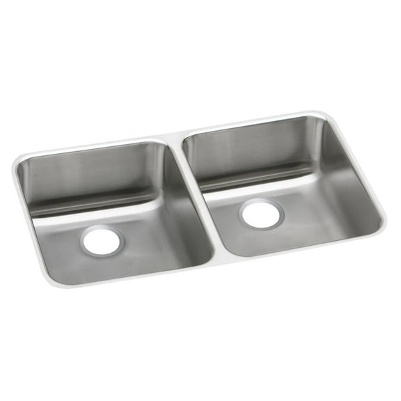 Elkay ELUHAD321650 Elkay Lustertone Stainless Steel 31-3/4" x 16-1/2" x 4-7/8", Equal Double Bowl Undermount ADA Sink