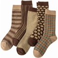 thumbnail image 2 of 5 Pairs Vintage Cotton Womens Cute Crew Socks - Fall Aesthetic Long Preppy Ankle Socks, 2 of 8