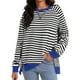 thumbnail image 1 of Sudadera de Rayas para Mujer ATHLECHIC Ajuste Holgado de Manga Larga Cuello Redondo Top S Negro Blanco, 1 of 4