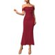 thumbnail image 1 of Vestido Maxi con Hombros Descubiertos, Corsé Fruncido, Ajustado, Vestidos Formales para Invitadas de Boda para Mujeres Vino Tinto S, 1 of 8