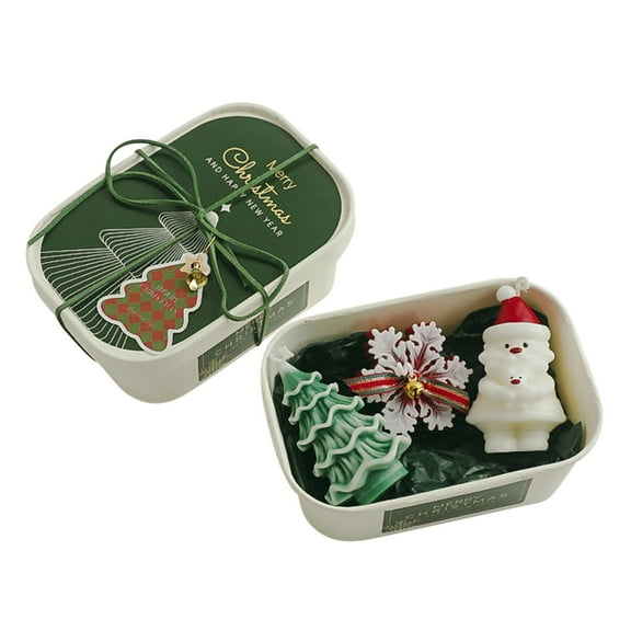 Christmas Scented Candles Set of 3, Christmas Candles with Gift Box, Candles for Home Scented, Creative Handmade Candle Souvenir Christmas Tree Aromatherapy Candle Gift Box