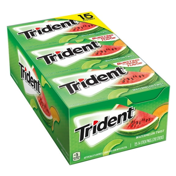 Trident Sugar Free Gum, Watermelon Twist, 14 Pieces, 15 Count