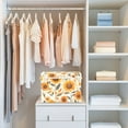 thumbnail image 4 of Yayeee Collapsible Cube Storage Bin with Lid Fabric Closet Decorative Basket with Handles, Watercolor Sunflowers and Leaves, 4 of 7
