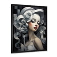 thumbnail image 2 of Designart "Black and White Cubist Woman Portrait VI" Fashion Framed Wall Art - Glam Black Woman Living Room Framed Canvas Art, 2 of 6