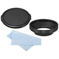 thumbnail image 1 of Capucha de lente Uxcell de 52 mm, capucha de superficie mate de gran angular con tapa y paño de limpieza para lente de cámara, negro, 1 of 7