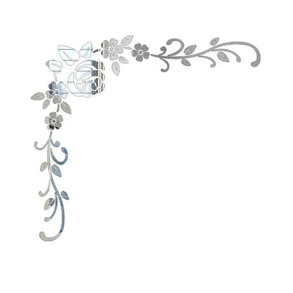 Home Decor 3D Mirror Flower Removable Wall Sticker Art Acrylic Mural Decal Wall Home Decor Silver