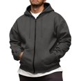 thumbnail image 2 of Full Zip Hooded Sweatshirt for Men Big Size Casual Hoodie Jacket Multi Pocket Athletic Outerwear Gray 3XL, 2 of 7