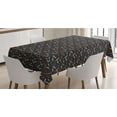thumbnail image 1 of Space Tablecloth, Cartoon Doodle Spacecraft Traveling to the Universe Cosmos UFOs Aliens Stars, Rectangle Satin Table Cover for Dining Room and Kitchen, 60" X 84", Black Orange White, by Ambesonne, 1 of 2