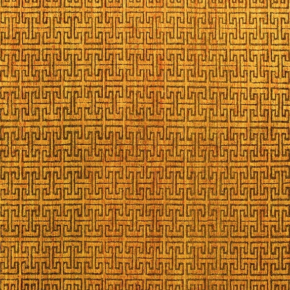 Ahgly Company Machine Washable Indoor Square Abstract Yellow Modern Area Rugs, 6' Square