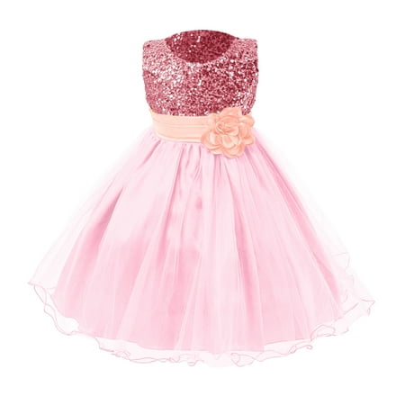 

EHTMSAK Infant Baby Toddler Child Children Kids Bow Dresses for Girls Floral Summer Sundress Sleeveless Tulle Tutu Dress Pink 3Y-8Y 130