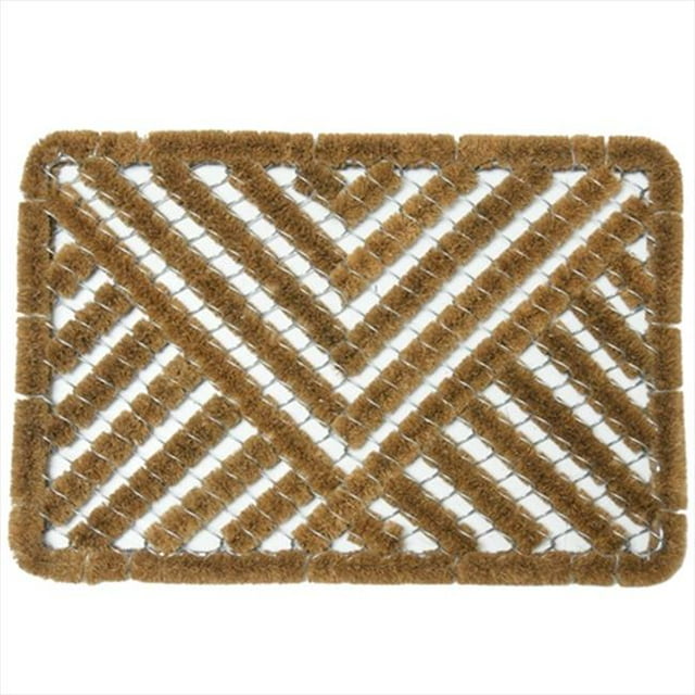 Rubber-Cal Polygon All Weather Scraper Decorative Coconut Coir Brush Mat - 30 x 18 x 1 in.