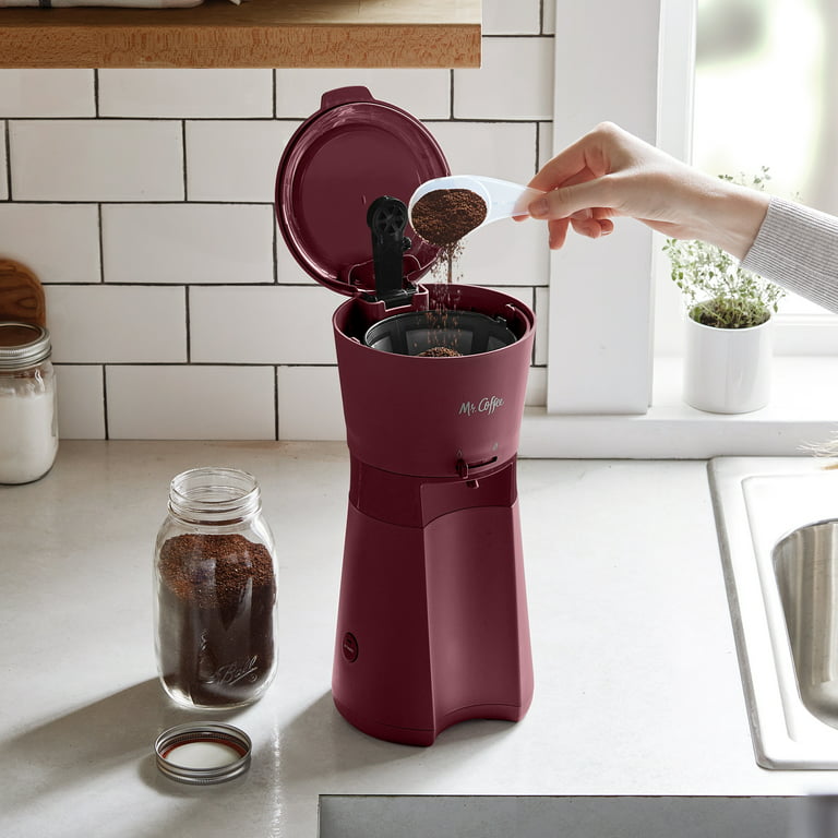 Mr. Coffee Iced Coffee Maker with Reusable Tumbler and Coffee Filter - Burgundy
