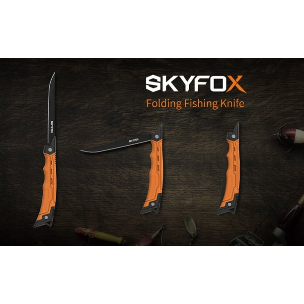 yeacher SkyFox Fishing Folding Fillet Knife, Hunting Knives for Filleting  Fish and Boning Meat, Sharp G4416 German Stainless-Steel Non-Stick Coating  Blade, Non-Slip Handles,Includes Knife Sharpener 