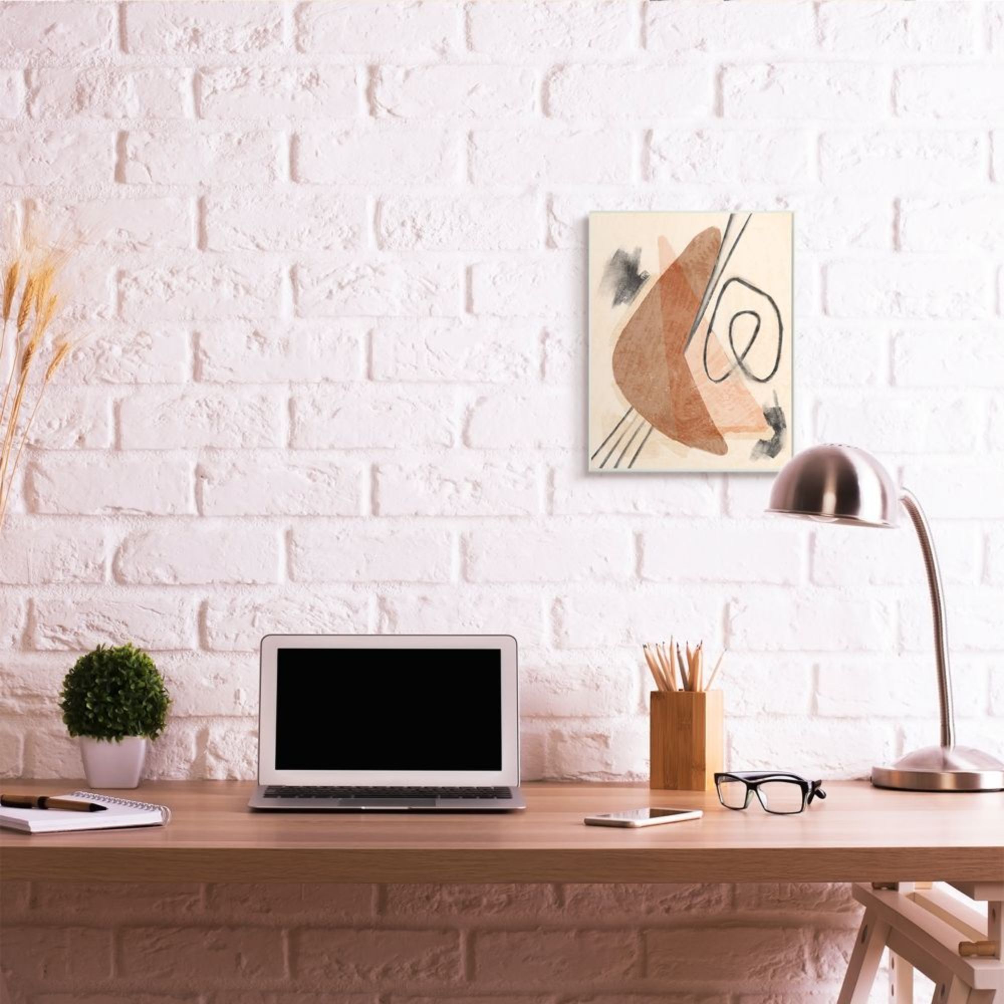 Stupell Industries Layered Boomerang Shape Abstract Linework Brown Black Design by Daphne Polselli
