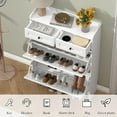 thumbnail image 4 of Shoe Cabinet with 2 Flip Drawers & 2 Storage Drawers, Farmhouse Narrow Shoe Organizer Cabinet, Slim Shoe Rack Cabinet, Shoe Storage Cabinet for Entryway, Hallway, Front Door, 4 of 9