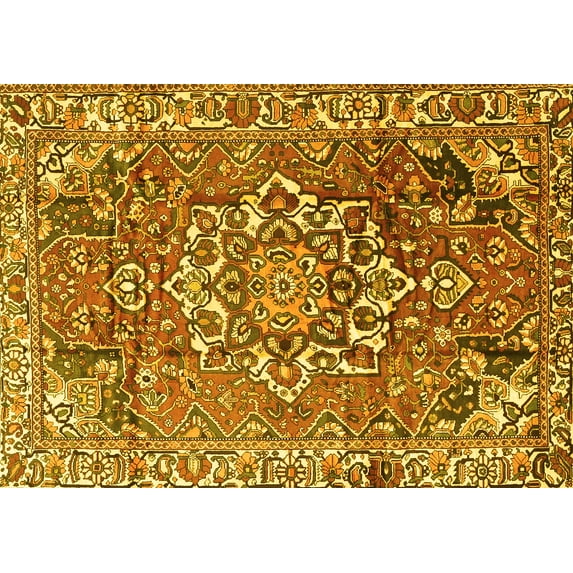 Ahgly Company Indoor Rectangle Persian Yellow Traditional Area Rugs, 4' x 6'