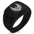 thumbnail image 1 of Stainless Steel Greek Mythology Phoenix Geometric Pattern Step-Down Biker Style Polished Ring, 1 of 1