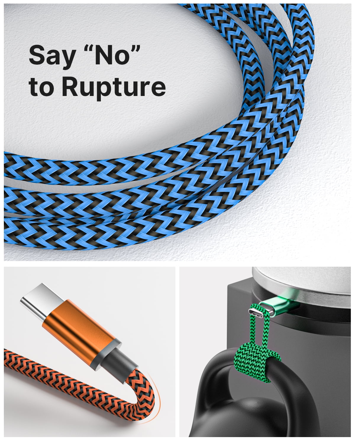 Aioneus USB C Cable 6FT 3A Fast Charging Cable, 3Pack Type C Charger Cord Braided for Samsung Galaxy S24 S23 S22 S21 S20