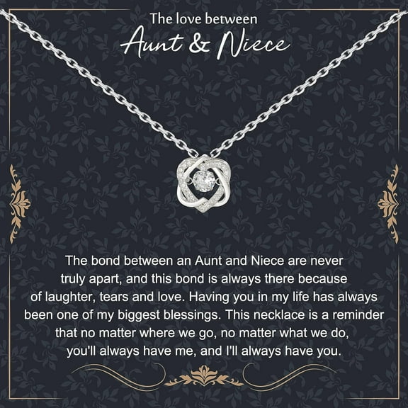 Aunt and Niece Gifts - Sterling Silver Interlocking Heart Necklace for Birthdays, Mothers Day, Christmas