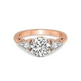 thumbnail image 3 of 2 Carat IGI Certified Round Shape Lab Grown Diamond Engagement Ring | 14K Rose Gold | Leona Three stone Side Pear Shape Lab Diamond Ring | FG-VS1-VS2 Quality Friendly Diamonds, 3 of 5