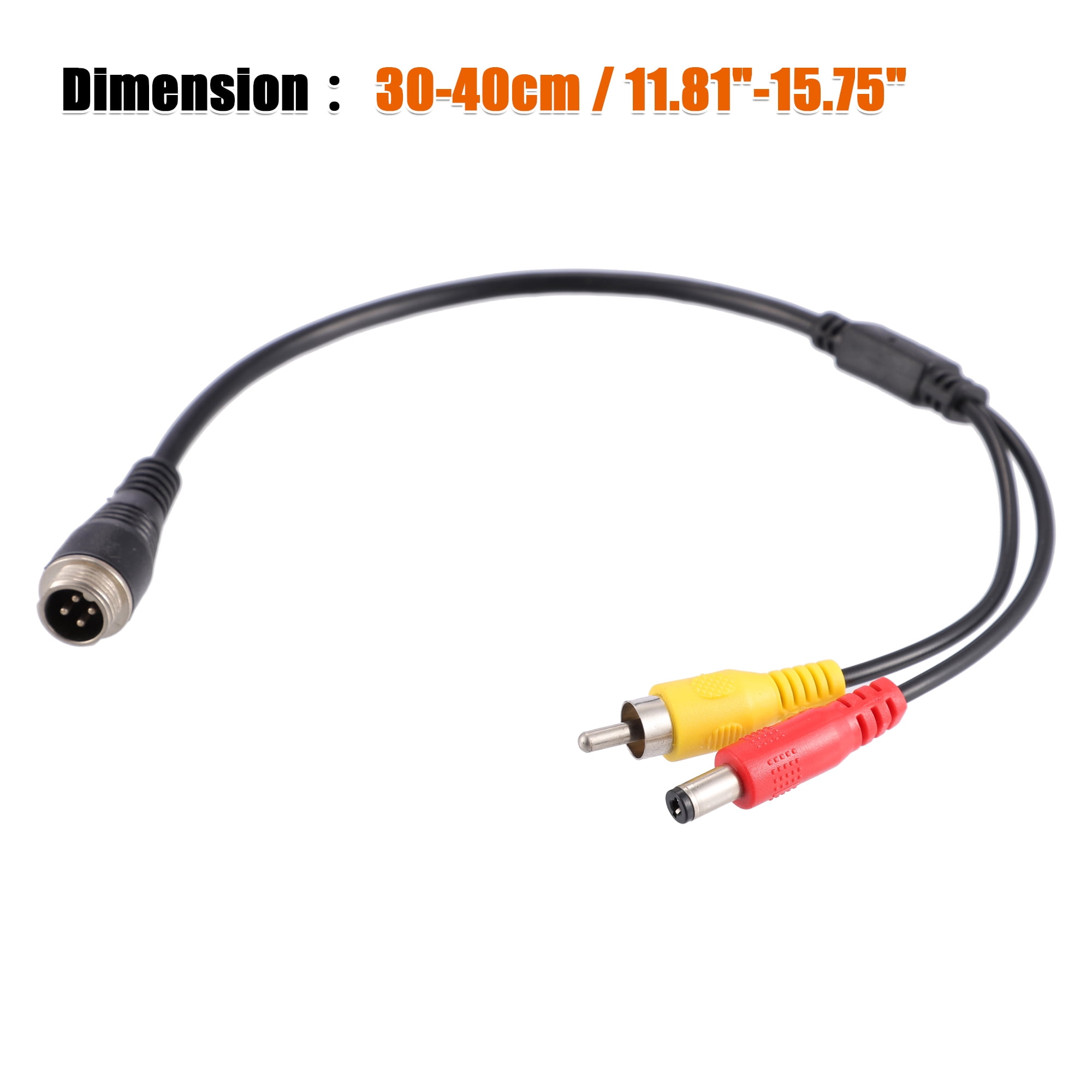 Unique Bargains 2x Car Camera Adapter M12 4-Pin Male to RCA AV DC Male Connector