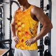 thumbnail image 5 of Gukieu Bees on Hive Honeycomb Print Men's Quick Dry Fitness Vest, Round Neck Sleeveless Fitness Bodybuilding Top-Small, 5 of 7