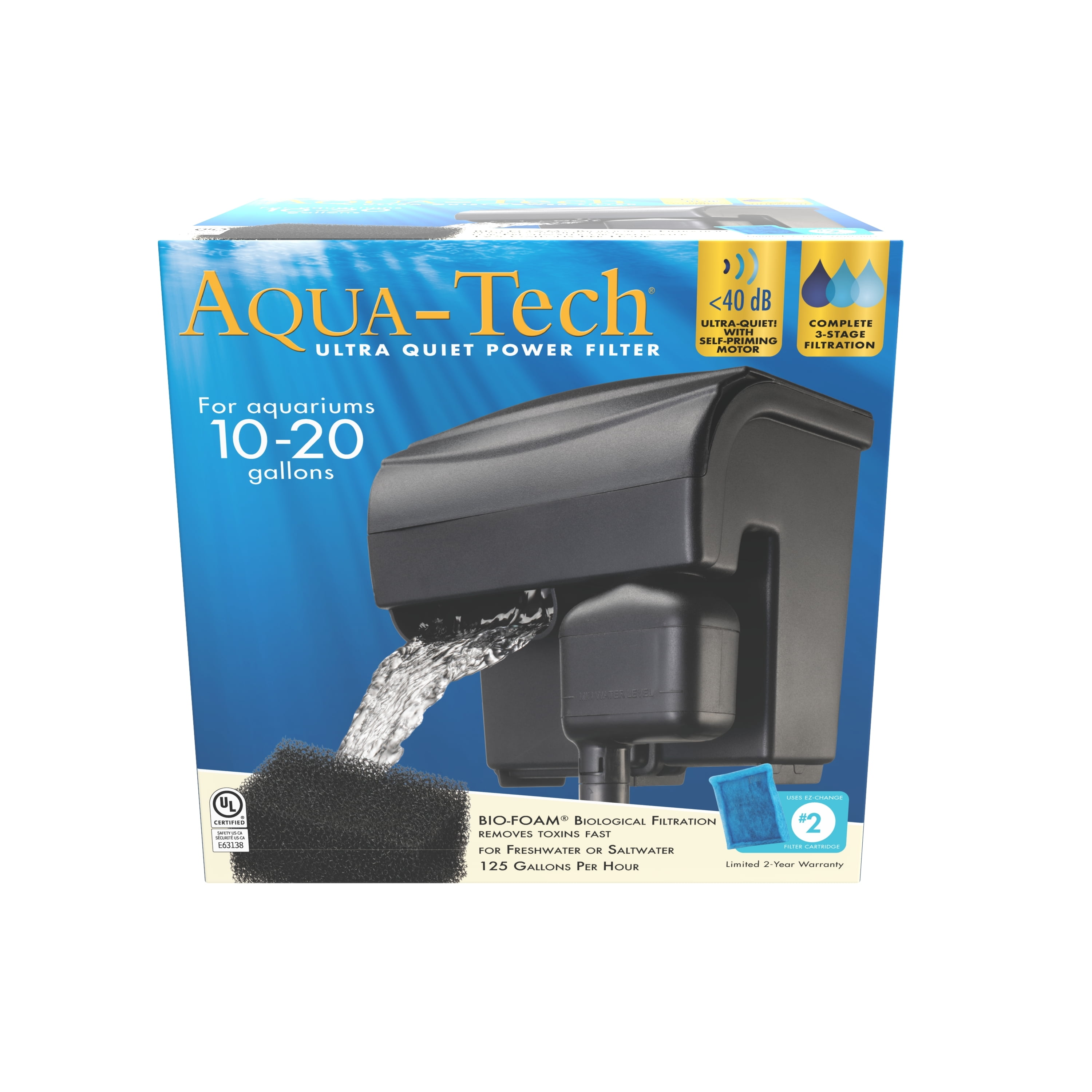 AquaTech 1020 Filter, Decoupled motors, Sound less than 40dB