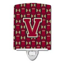 Letter V Football Garnet and Gold Ceramic Night Light