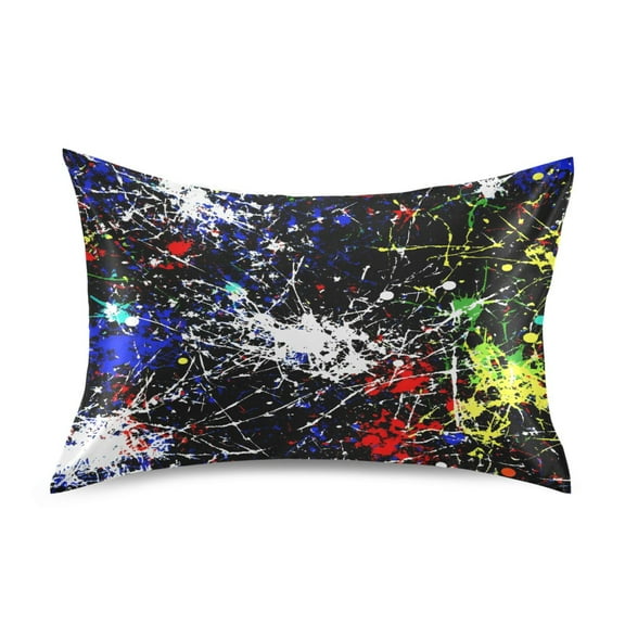Colorful Splatter Pattern Luxury Silky Soft Pillowcase Standard Size Wrinkle Resistant Envelope Closure 20x26in