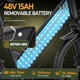 thumbnail image 4 of ASKGO F29 Electric Bike, 750W Rated Motor, 25MPH Ebike for Adults Age 16+, 48V 15Ah Removable Battery, 7 Speeds, Class 3 UL2849 Certified, 4 of 14