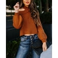 thumbnail image 2 of Turtleneck Cold Shoulder Sweater Rustic Red Medium, 2 of 4