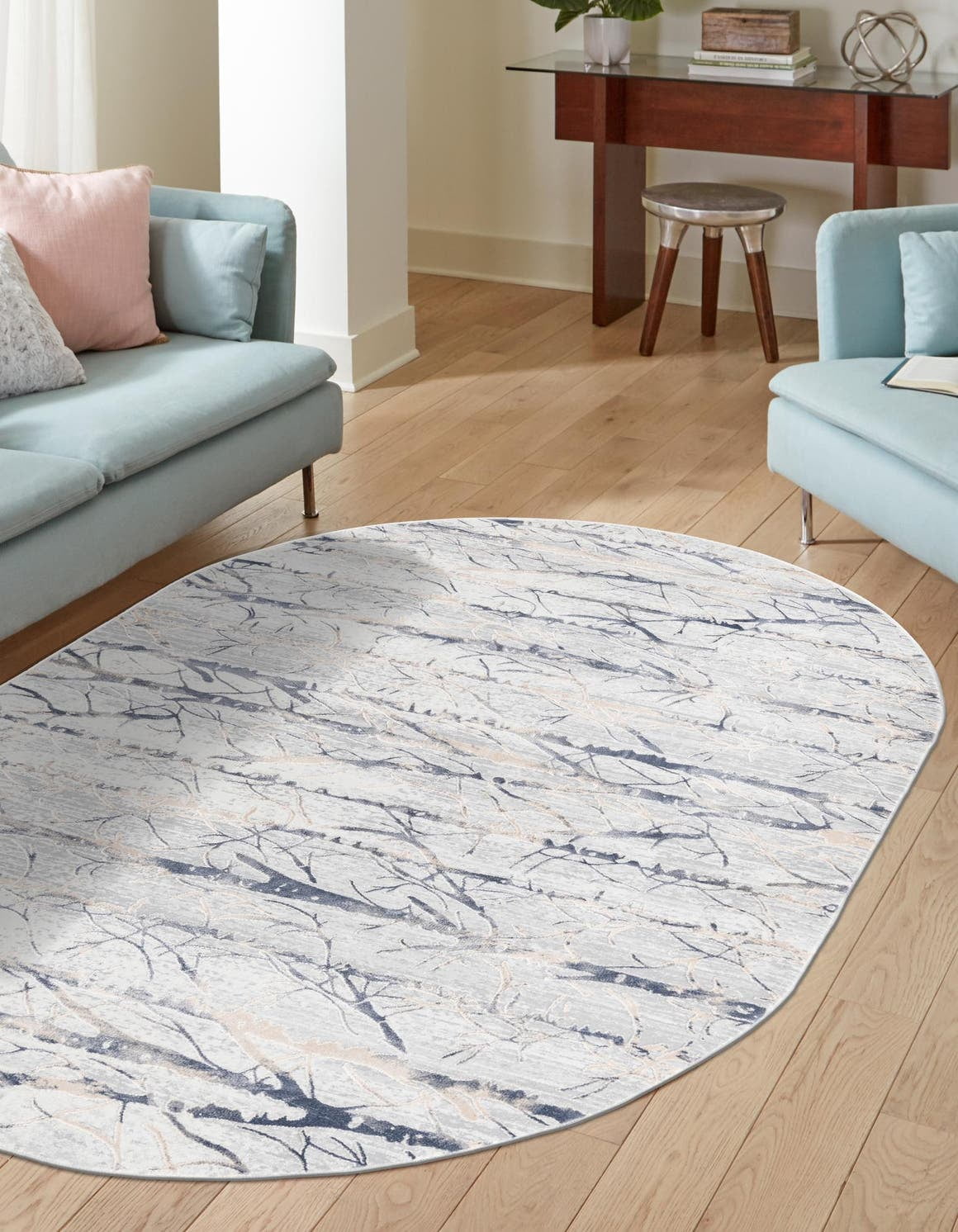 Behag Open Rug Rugs.com Finsbury Collection Rug – 5' 3 x 8' Oval Gray Medium Rug ...