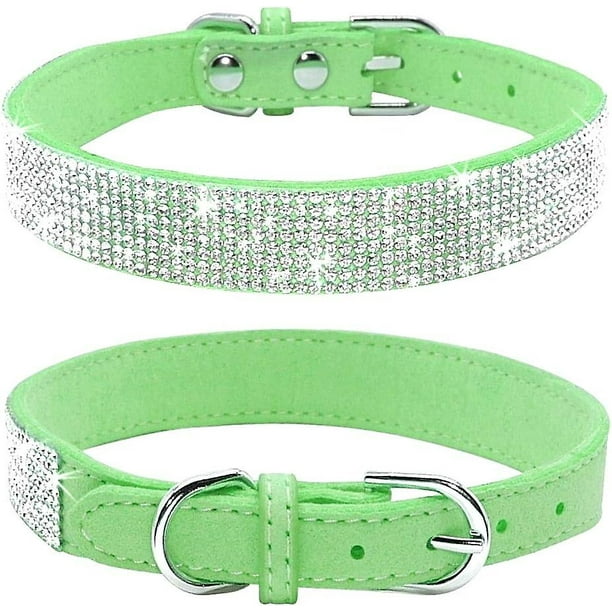 Green leather cat collar discount