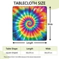 thumbnail image 2 of Colorful Rainbow Tie Dye Spiral Pattern Square Fitted Tablecloth with Elastic Edge,Square Table Cover,Washable Elastic Table Cover for Home Kitchen Party Decor 36"x36", 2 of 6