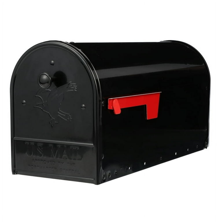 Post-Mount Double Door Steel Mailbox, Black Post-Mount Double Door Steel Mailbox, Black